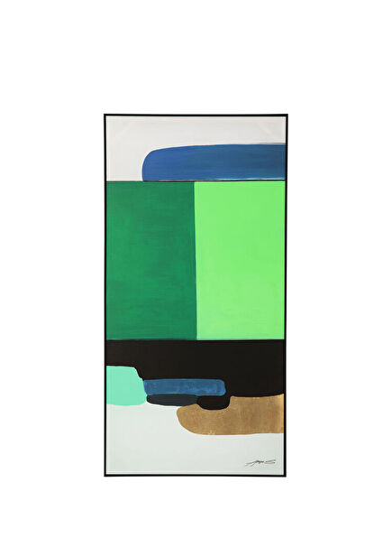 Abstract Shapes Yeşil Çerçeveli Resim 73x143cm