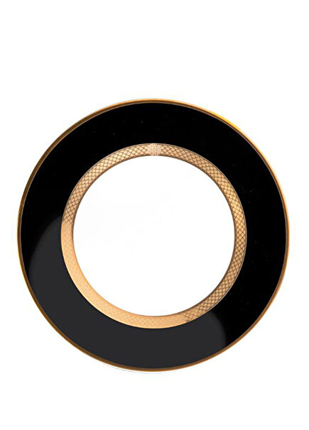 Python Black Siyah Yılan Derisi Desenli Porselen Yemek Tabağı 27 cm