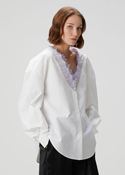 White Lilac Laced Blouse