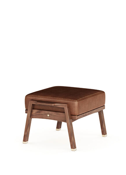 Akita Series Brown Wooden Walnut Pouf