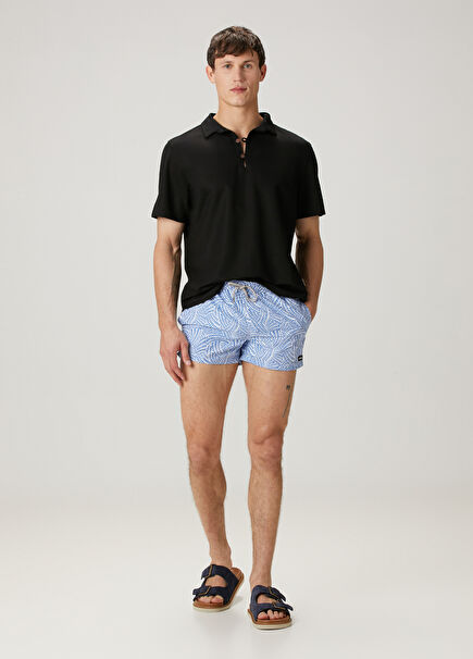 Kai Blue Waist Corded Patterned Swimsuit