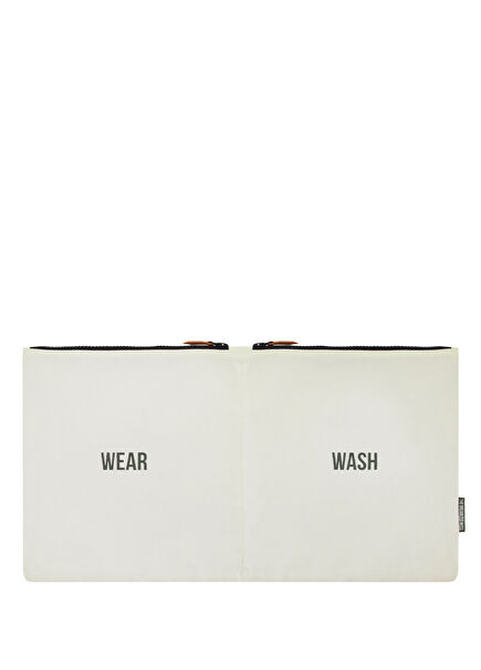 Wear & Wash Ecru Canvas Double Zipper Organizer Unisex Travel Bag