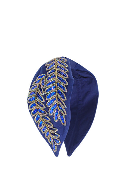 Gia Bead Embroidered Cobalt Blue Women's Headband