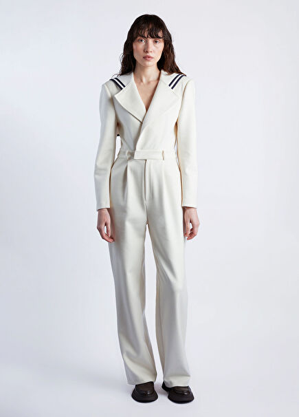 Rudder Ecru Long Sleeve Women's Jumpsuit