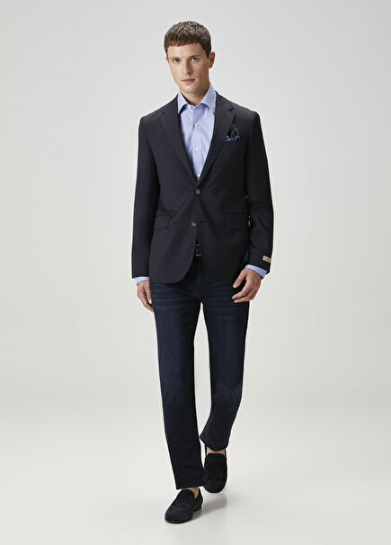 Drop 7 Lacivert Yün Blazer Ceket