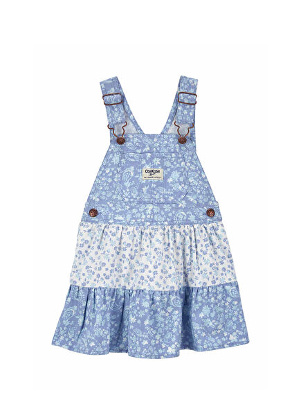 Blue Patterned Girls' Skirt Salopet