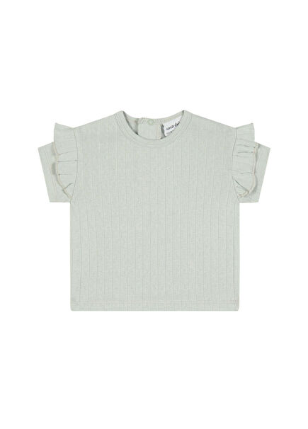 Mint Jacquard Baby Girl Ruffled T-shirt