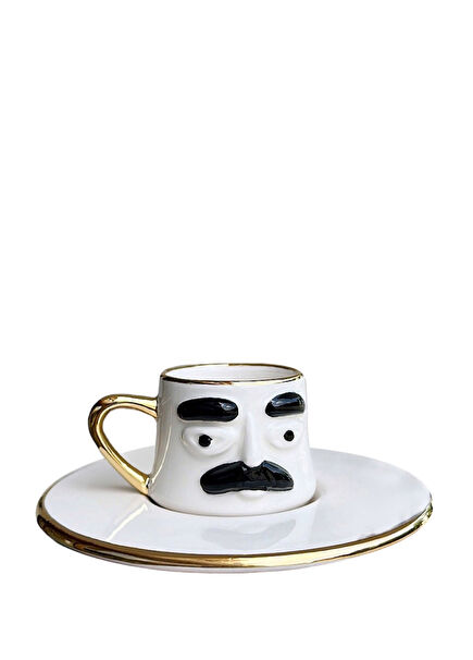 Ata Black Pure White Seramik Türk Kahvesi Fincanı