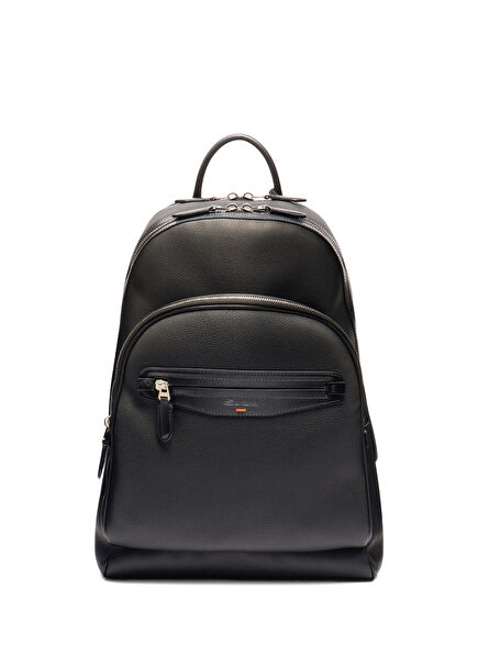 Black Men's Leather Backpack