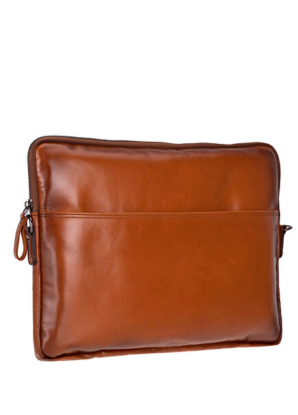 BloomSleeve Leeds Golden Tan Tan Brown Leather 14" Laptop Tablet Case