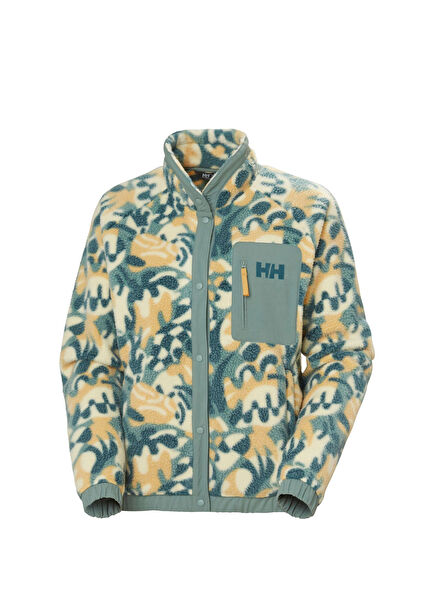 W Imperial Printed Pile Snap Yellow Women's Sports Jacket