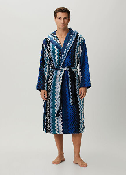 Giacomo Blue Hooded Bathrobe