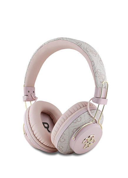 4G Desenli Metal Logo Pembe Kulak Üstü Bluetooth Kulaklık