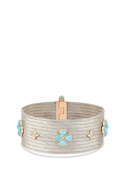 Babylon Pırlantalı Kadın Altın Bilezik