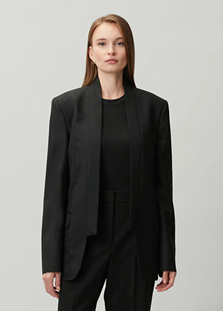 Siyah Yün Kimono Blazer