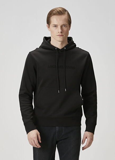 Siyah Kapüşonlu Organik Pamuk Sweatshirt