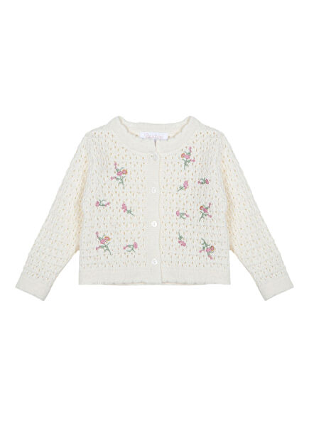 Blush Bloom Ecru Knitwear Baby Girl Cardigan