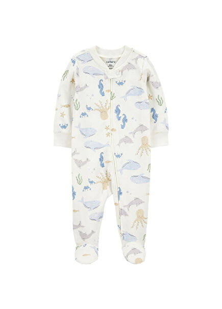 Patterned Ecru Baby Boy Sleeping Bag