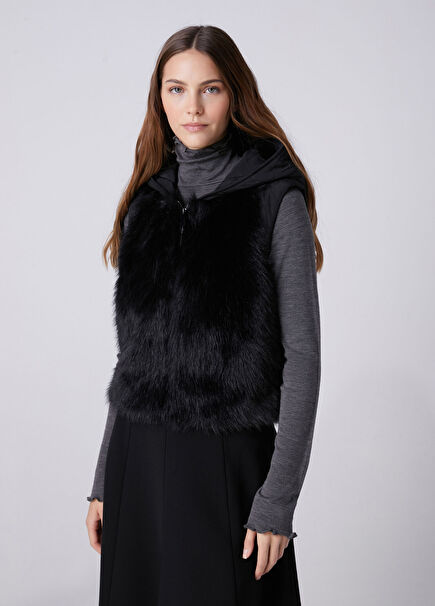 Black Hooded Vest
