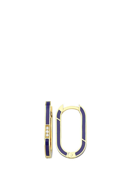 Navy Blue Enamel Women's Gold Earrings