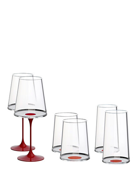 Split Glass Red Glass Set of 6 Glasses
