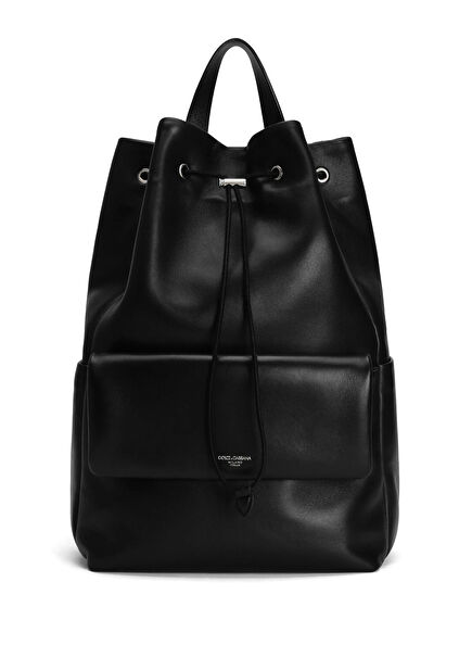 Black Men's Leather Backpack