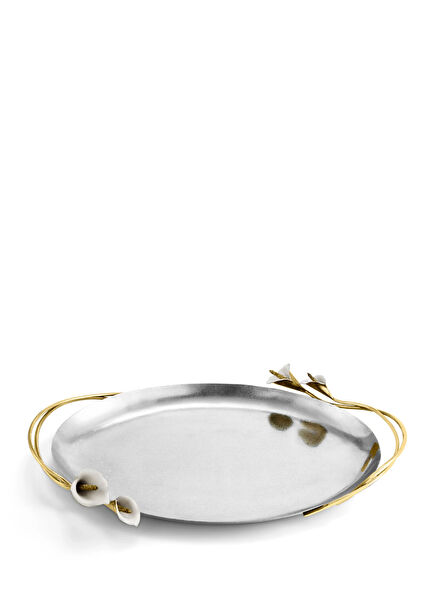 Calla Lily Steel Oval Tray
