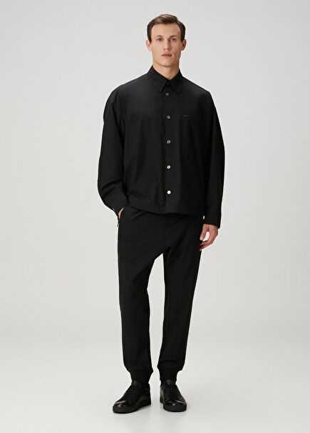 Siyah Beli Kordonlu Jogger Pantolon