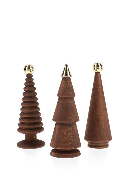 Rice Detailed Decorative Wooden Christmas Tree Set