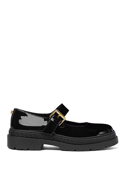 Siyah Gold Kız Çocuk Deri Loafer