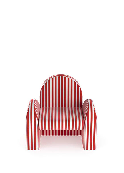 Shuri Red Striped Cotton Upholstered Kids Armchair 50x50x60 cm