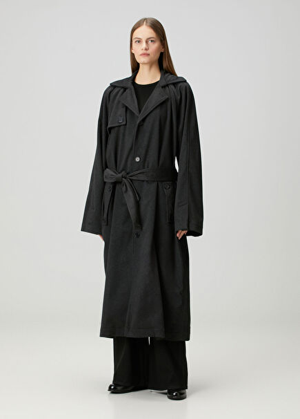 Koyu Gri Kaşmir Pardösü