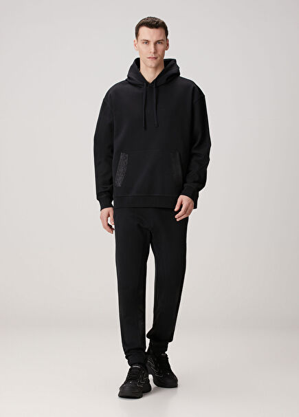 Siyah Beli Kordonlu Eşofman Altı