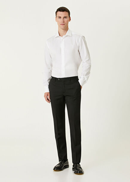 Regular Fit Siyah Yün Pantolon