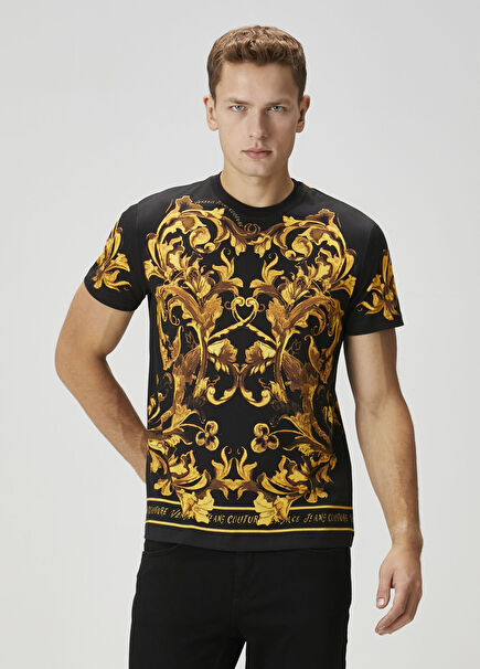 Siyah Barok Desenli T-shirt