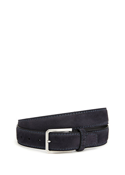 Navy Blue Men's Suede Belt