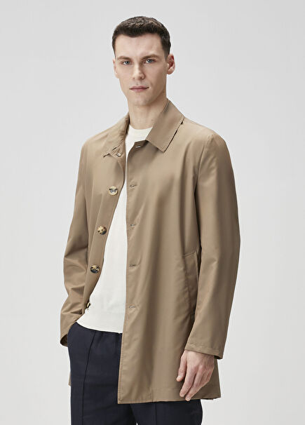 Beige Wool Overcoat