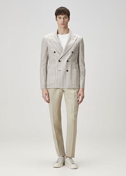 Beige Linen Trousers