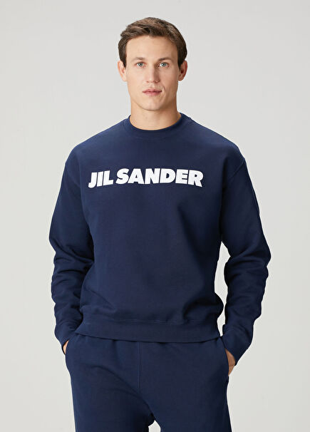 Lacivert Logo Baskılı Sweatshirt