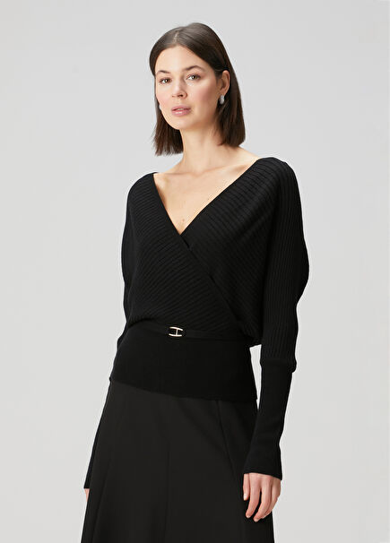 Black Double-Breasted Sweater