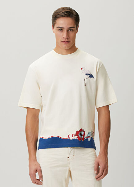 Loose Fit Kırık Beyaz T-shirt
