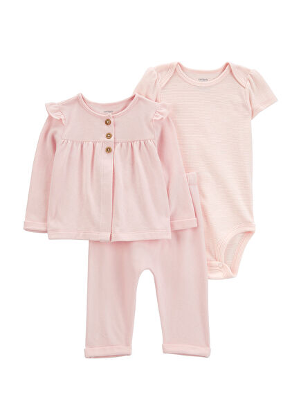 Yelek Pantolon ve Body Kız Bebek 3'lü Set