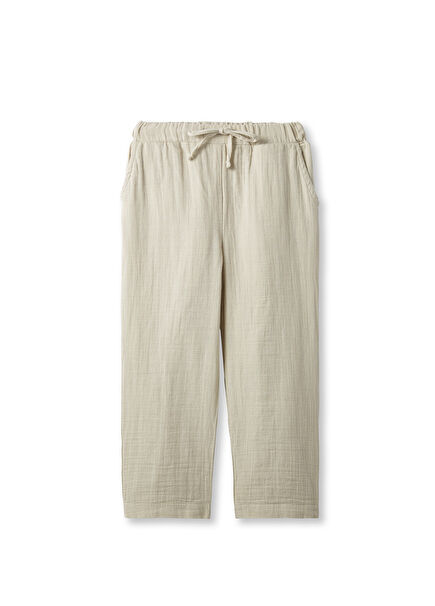 Stone Color Unisex Kids Muslin Pants