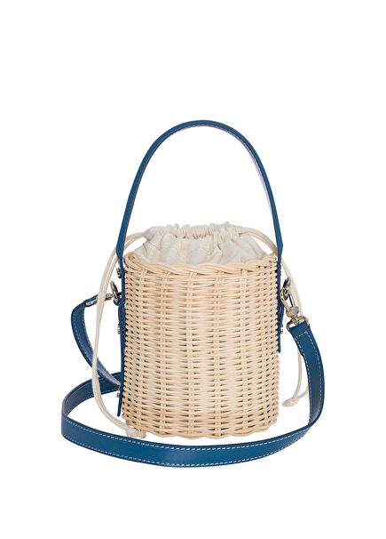 Roch Blue Rattan Beach Bag