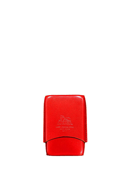 Italian Leather Toscanello Plain Red 4-cigar Case