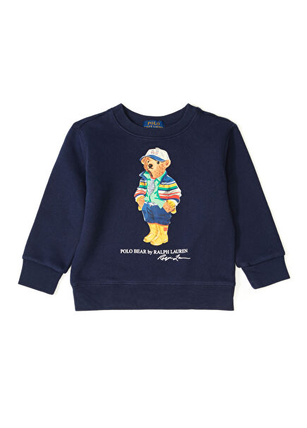 Navy Blue Logo Printed Unisex Kids Sweatshirt
