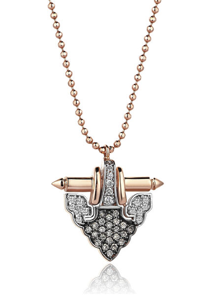 Horn Grande 14 Carat Pink Gold Diamond Women Necklace