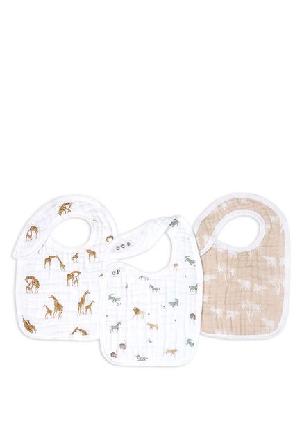 Safari Dreams Desenli Pamuklu Unisex Bebek 3'lü Mama Önlüğü Seti