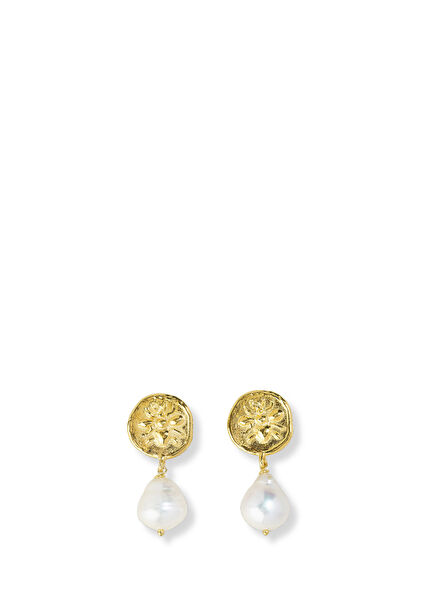 Bee Pearl Gold Plated Women's Earrings on Bronze