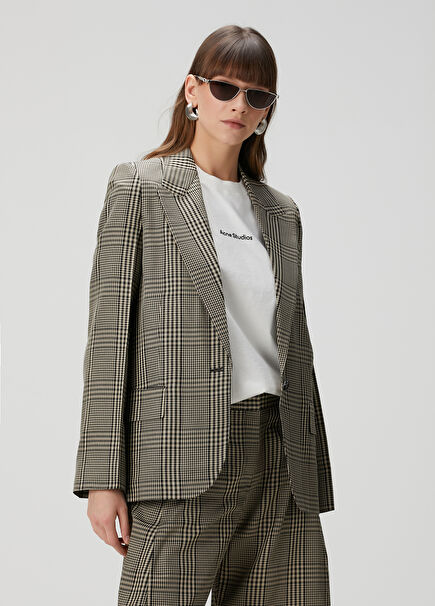 Kahverengi Ekoseli Blazer